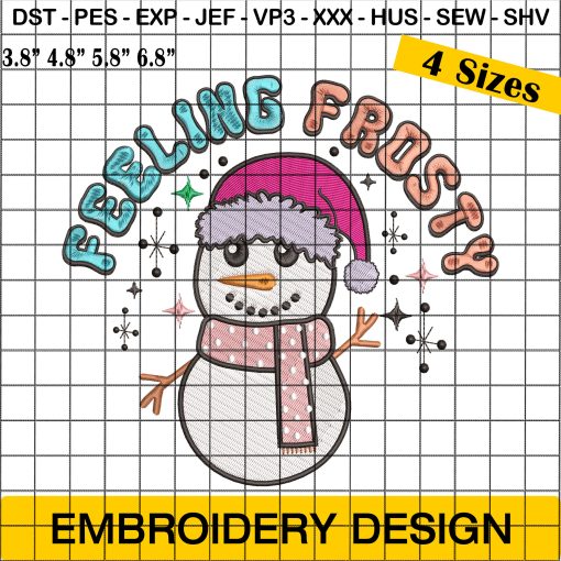 Feeling Frosty Cute Snowman Christmas Embroidery Designs