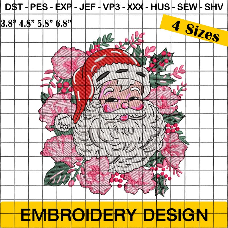 Santa Claus Face Christmas Embroidery Designs