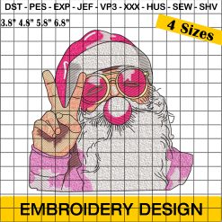 Cool Santa Embroidery Design - Santa with Victory Symbol | Christmas Embroidery Designs