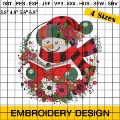 Snowman Reading Christmas Embroidery Designs