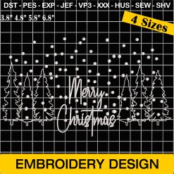 Merry Christmas Tree Embroidery Design – Christmas Embroidery Designs