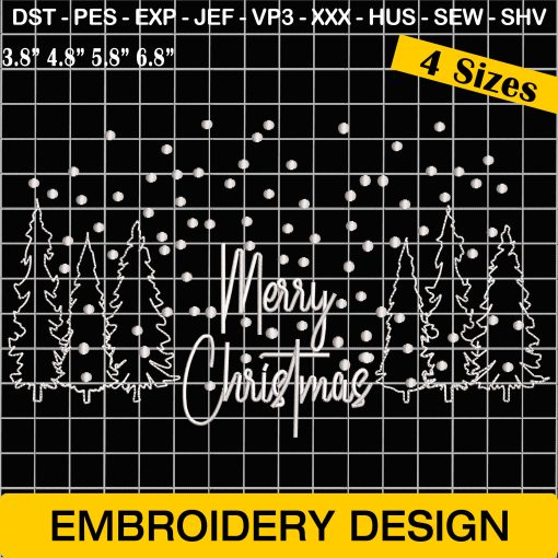 Merry Christmas Tree Embroidery Design – Christmas Embroidery Designs