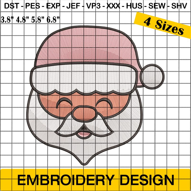 Cute Santa Claus Face Embroidery Design