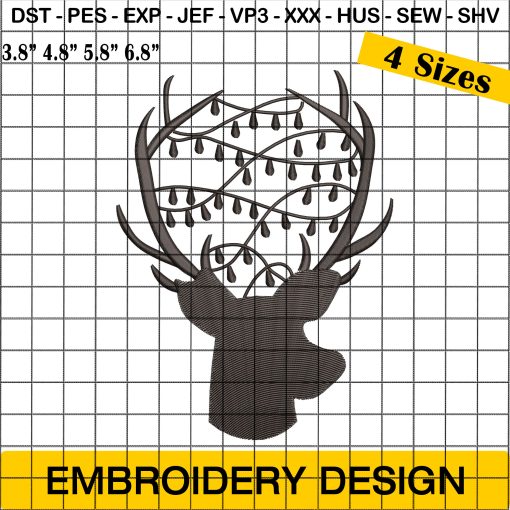 Reindeer Embroidery Silhouette Designs for Christmas