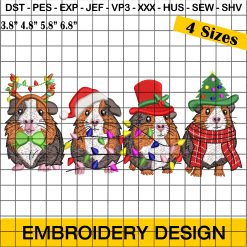 Cute Christmas Hamsters Embroidery Designs