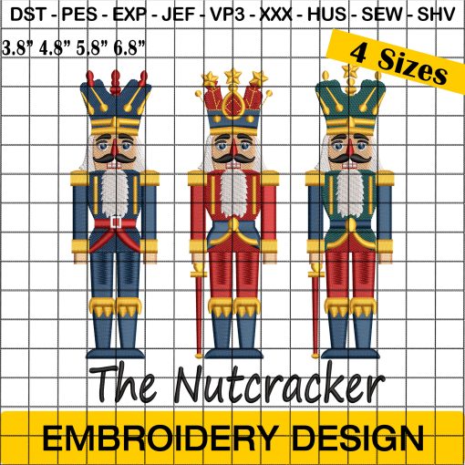 3 Nutcracker Embroidery Designs for Festive Christmas Cheer