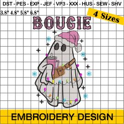 Bougie Christmas Ghost With Coffee Cup Embroidery Designs