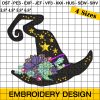 Starry Witch Hat Embroidery - Halloween Embroidery Design, Perfect for Spooky DIY Crafts!