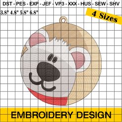 White Dog Embroidery Ornament | Christmas Embroidery Designs