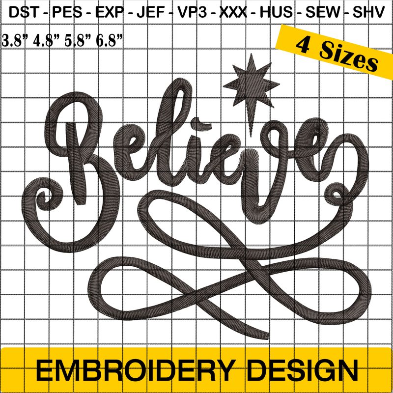 believe embroidery design