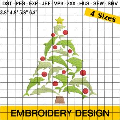 Dolphin Christmas Tree Embroidery Designs