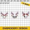 3 Reindeer Faces Christmas Embroidery Designs