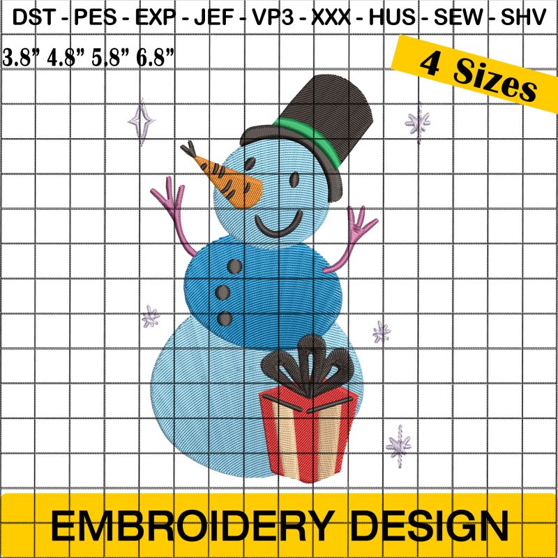 Snowman Embroidery with Christmas Gift