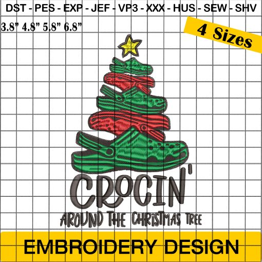 Crocin' Around the Christmas Tree Embroidery Designs for Crocs