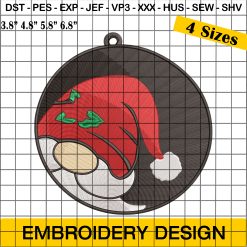 Festive Gnome Embroidery Ornament – Christmas Embroidery Designs