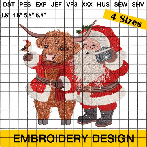 Christmas Yak and Santa Embroidery Designs