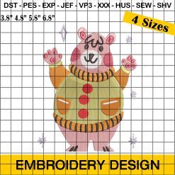 Pig in Christmas Sweater Embroidery Designs - Festive Christmas Pig Embroidery Patterns