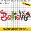 Believe Christmas Embroidery Design