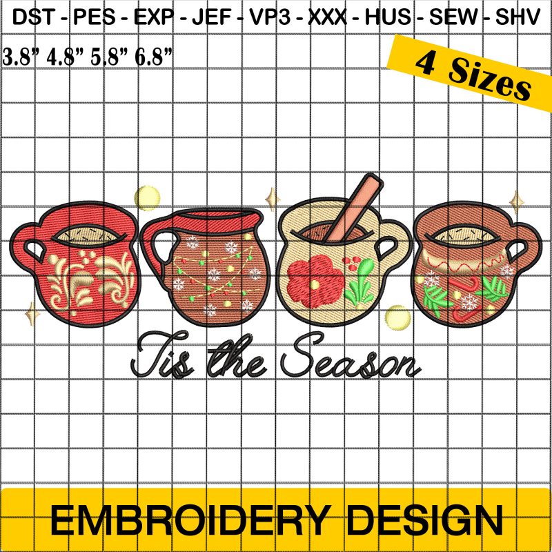 Christmas Pots Embroidery Designs