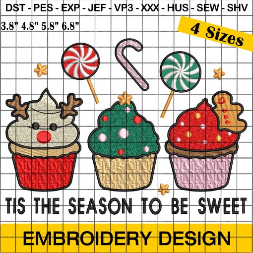 Christmas Cupcakes and Candies Embroidery Designs