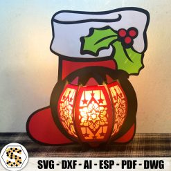 3D Paper Lantern Christmas Sock – Festive Paper Cut Design