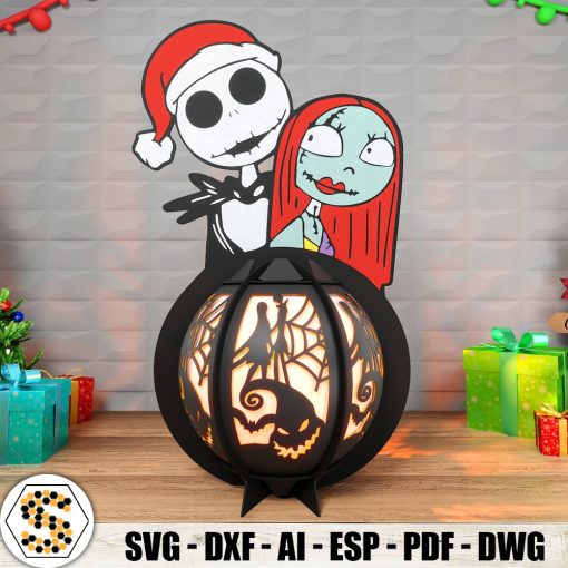 Jack Skellington and Sally 3D Paper Lantern – Halloween & Christmas Decor