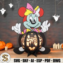 Sally Minnie Mouse 3D Paper Cut Halloween Lantern | 3D Paper Lantern, minnie mouse lantern