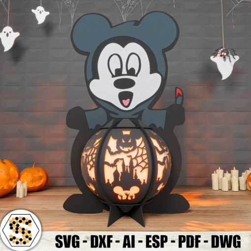 Mickey Mouse Michael Myers 3D Paper Lantern, Halloween Paper Lantern, 3D Paper Cut Decor