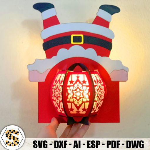 Funny Santa 3D Paper Cut Christmas Lantern