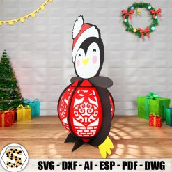 Baby Penguin 3D Paper Cut Christmas Lantern