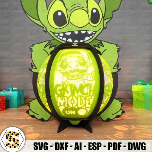 Green Stitch 3D Paper Cut Lantern