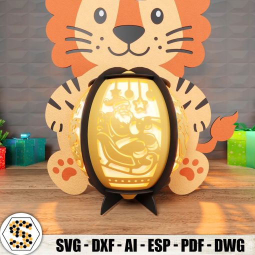 Christmas Lion 3D Paper Lanterns