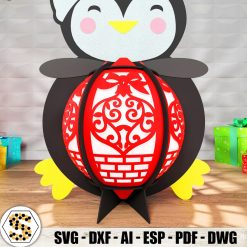 Baby Penguin 3D Paper Cut Christmas Lantern