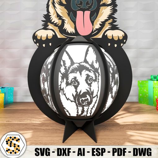 Cute German Shepherd 3D Paper Lantern Cut