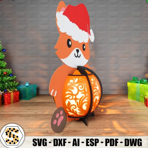 Christmas Fox 3D Paper Cut Lantern