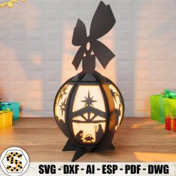 Black Bow 3D Paper Cut Lantern