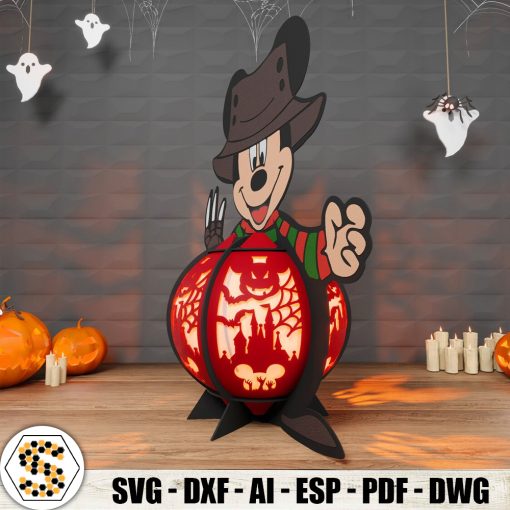 Mickey Mouse Freddy Krueger 3D Paper Cut Lantern