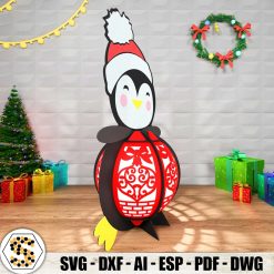 Baby Penguin 3D Paper Cut Christmas Lantern