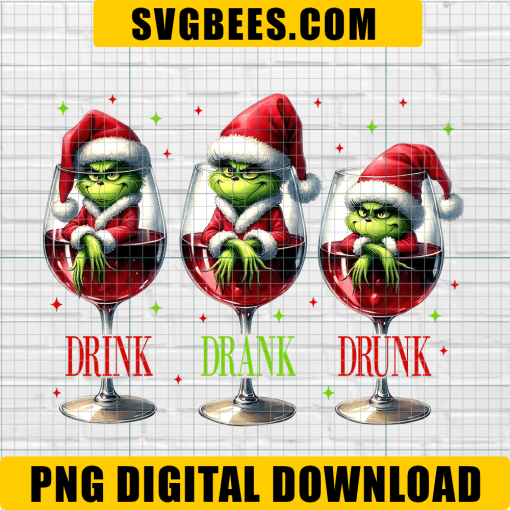 Drink Drank Drunk PNG, Baby Grinch PNG, Christmas PNG