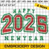 Happy New Year 2025 Embroidery Design, 2025 Embroidery New Year Embroidery Design