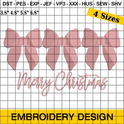 3 Bows Christmas Embroidery Designs for Festive Crafting