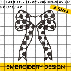 Football Christmas Bow Embroidery Design - Perfect Holiday Accessory!