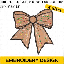 Gingerbread Christmas Bow Embroidery Design