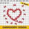 Bow Heart Embroidery Designs, Heart Valentine Embroidery Design