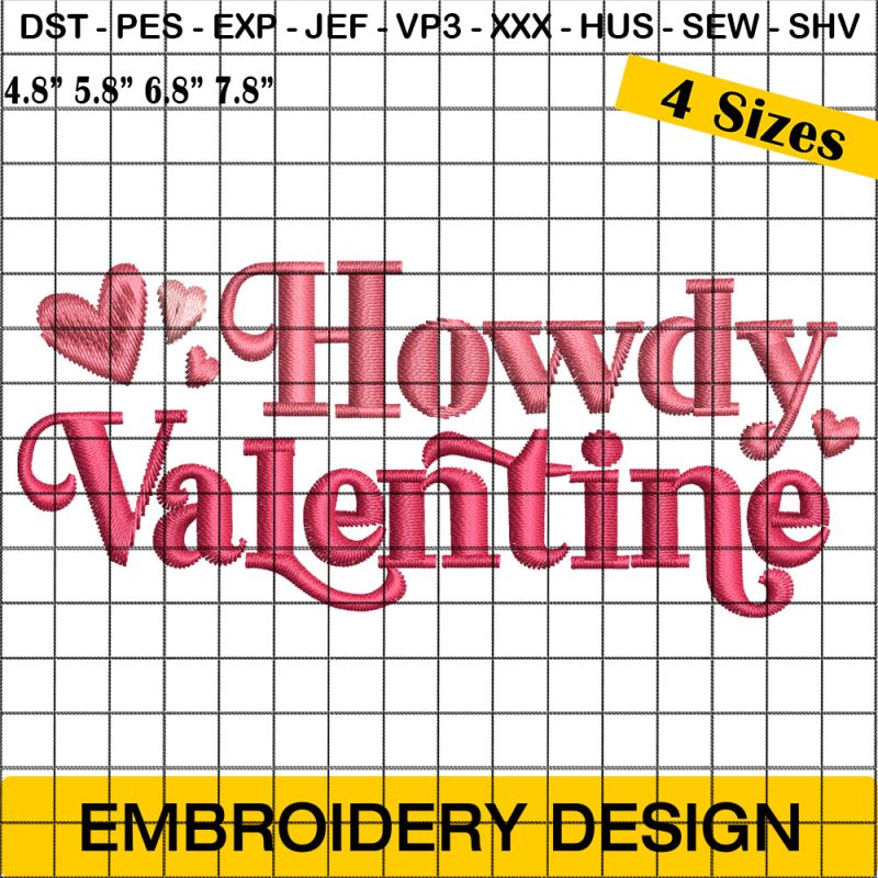 Howdy Valentine Embroidery Design