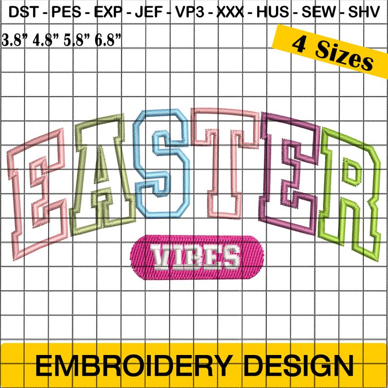 Easter Vibes Embroidery, Happy Easter Day Embroidery Design