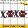 Xoxo Love Applique Embroidery Designs, Xoxo Paw Embroidery Design, Valentine Embroidery Pattern, Trendy Embroidery