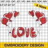 Valentines Love Balloons Embroidery, Valentine's Day Love Embroidery Designs