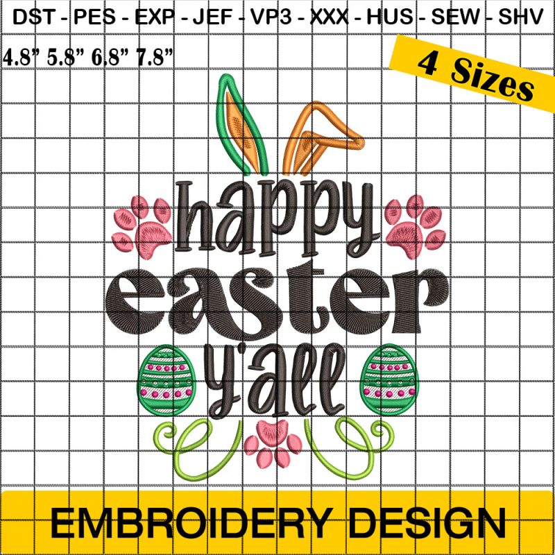 Happy Easter Embroidery Designs, Easter Egg Embroidery Design, Easter Embroidery Pattern