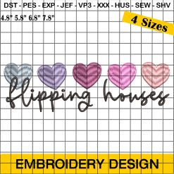 Hipping Houses Mini Hearts Embroidery Design, Valentines Day Embroidery Design